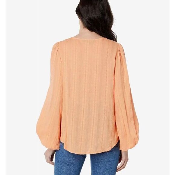 TOMMY HILFIGER - 🎉HP🎉NWT - L Sz XL Textured Tie Puff-Sleeve Peasant Top/Coral - Picture 3 of 16